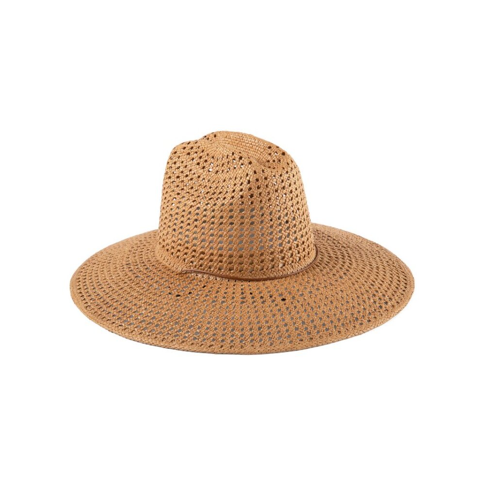 Lack Of Color Wide Brim Straw Fedora Hat - Tan